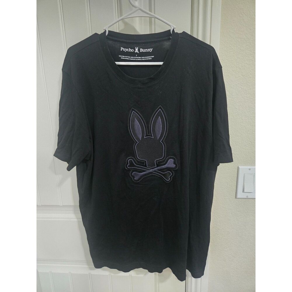 Psycho Bunny Men’s XL Size 7 Black Bunny Skull Crossbones Logo T-Shirt